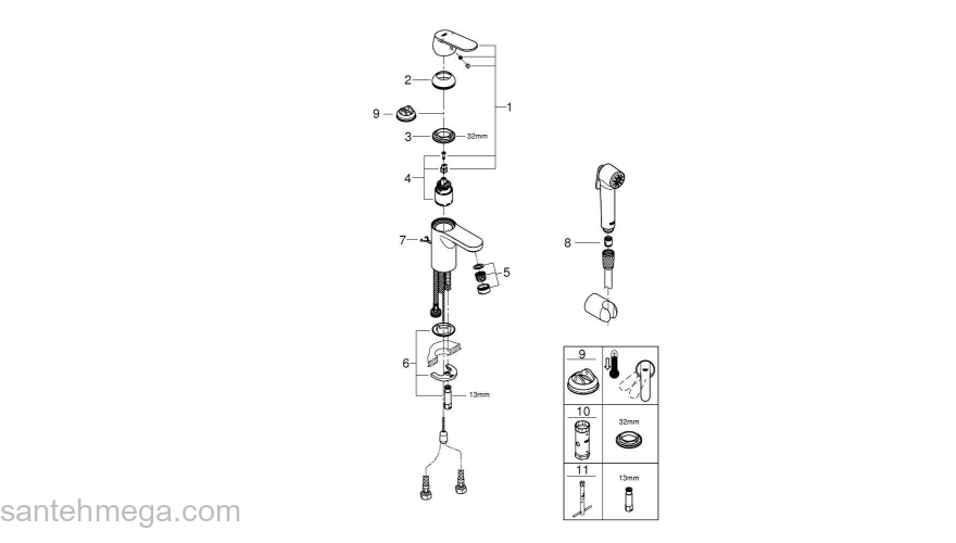 Смеситель для раковины Grohe Eurosmart Cosmopolitan 23125000. Фото