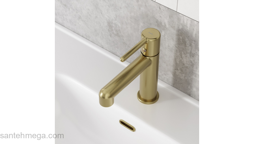 Cмеситель для умывальника золотой матовый Aiger IDDIS AIGMG00i01. Фото