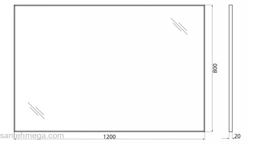 Зеркало в алюминиевой раме BELBAGNO SPC-AL-1200-800. Фото