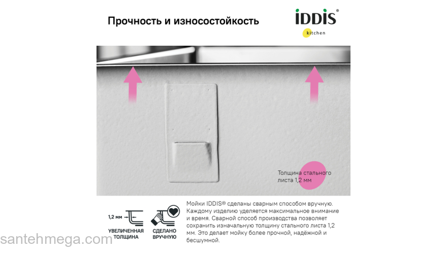 Мойка нерж.сталь универсального монтажа графит 745*440  Edifice IDDIS EDI75G2i77. Фото