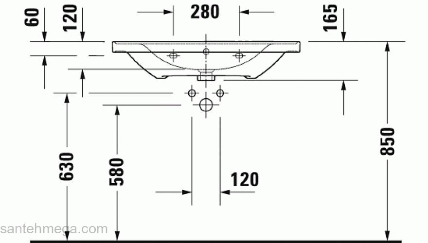 Раковина встраиваемая DURAVIT D-Neo 80х48 2367800000. Фото