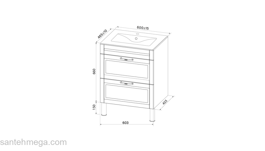 Тумба с умывальником напольная 60 см белая Oxford IDDIS OXF60W0i95K. Фото