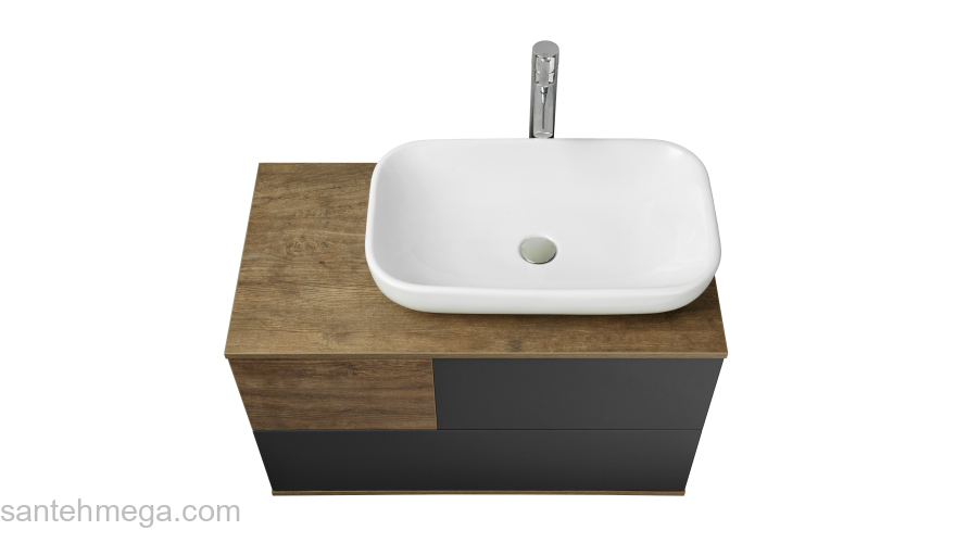 Тумба под раковину подвесная AQUATON Терра 85 Дуб Кантри/Антрацит 1A247201TEKA0. Фото