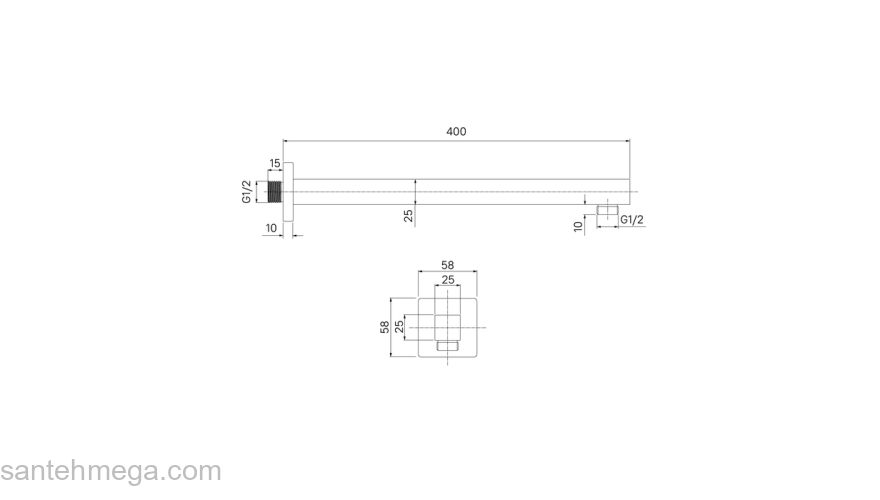 Кронштейн для верхнего душа в потолок квадратный хром Optima Home IDDIS OPH20CSi61. Фото