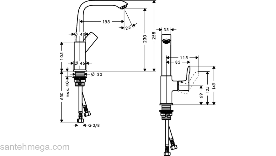 Смеситель Hansgrohe Metris для раковины 31187000, хром. Фото