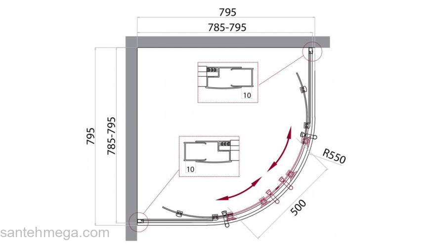 Душевой угол BELBAGNO Uno UNO-195-R-2-80-C-Cr. Фото