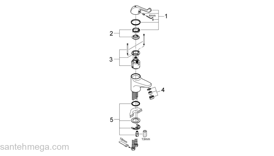 Смеситель для раковины GROHE Euroeco Special 32789000. Фото