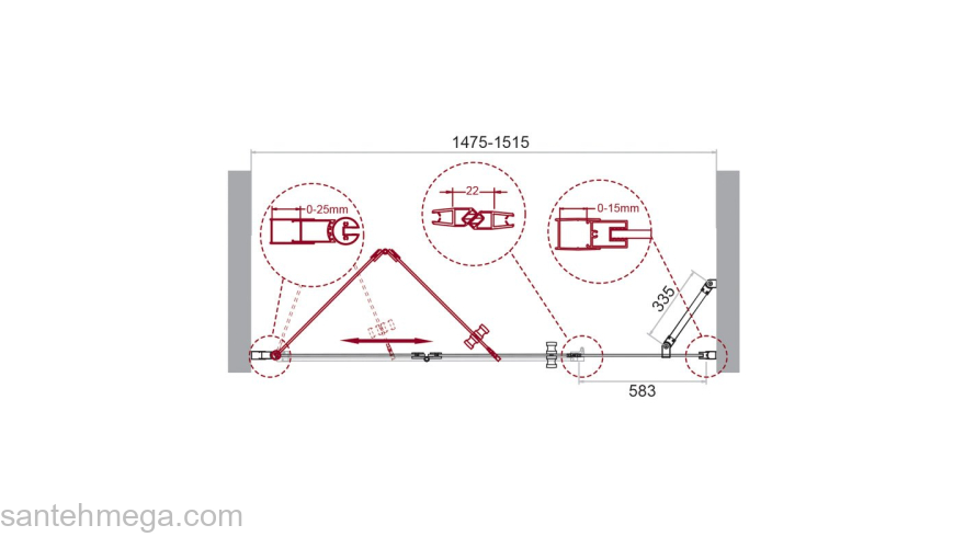 Душевая дверь BELBAGNO ALBANO-BS-13-60+90-C-Cr. Фото