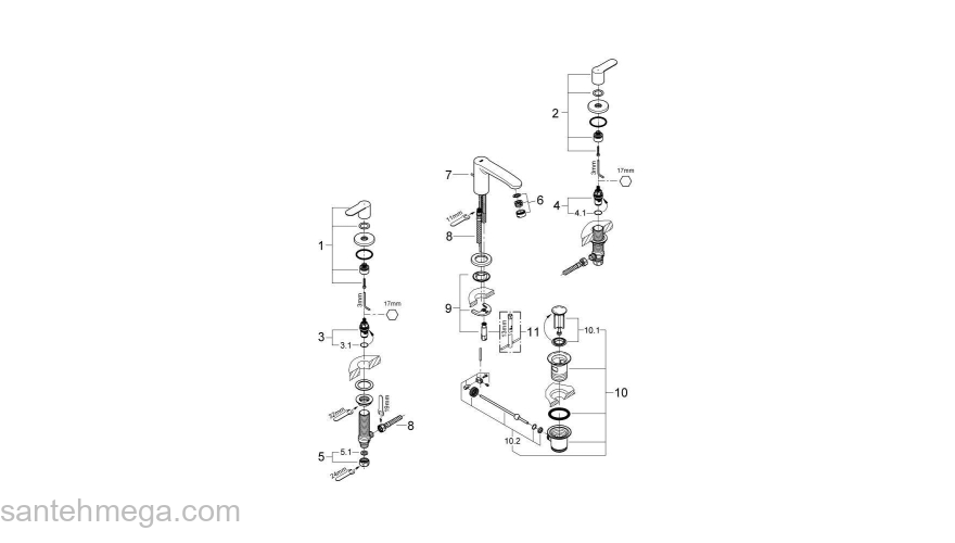 Смеситель для раковины GROHE Eurostyle Cosmopolitan 20208002. Фото