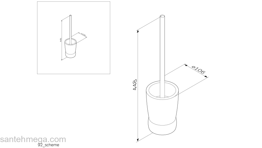 Стойка с туалетной щеткой AM.PM Sensation A3033200 для ванной комнаты. Фото