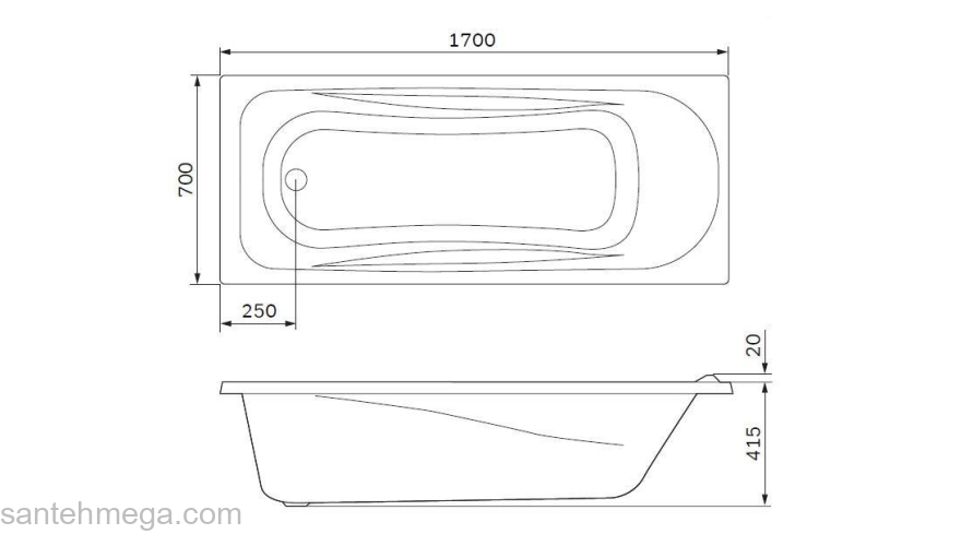 Ванна акриловая 170х70 см AM.PM Sense W76A-170-070W-A. Фото