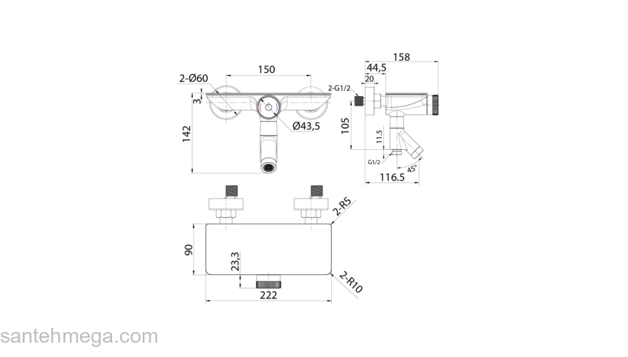 Смеситель для ванны с управлением Push Control Shelfy IDDIS SHESBBTi02WA. Фото