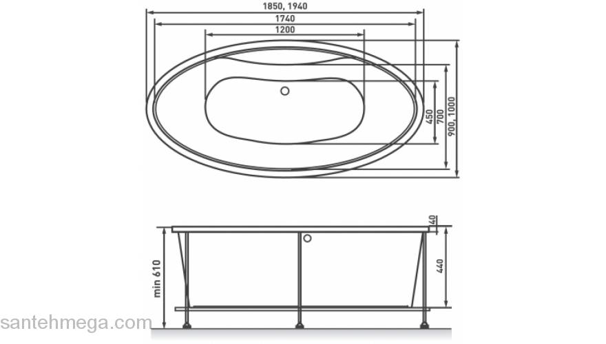 Ванна VAYER Beta KPL 194х100. Фото