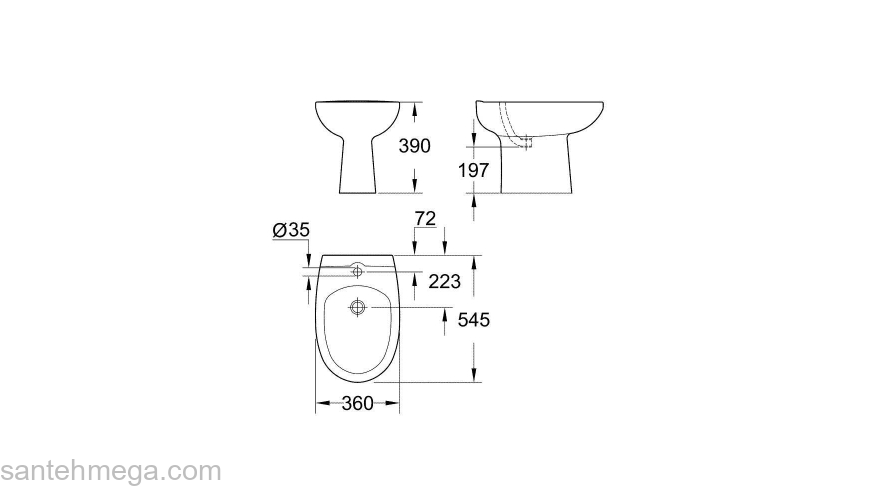 Биде подвесное GROHE Bau Ceramic 39433000. Фото