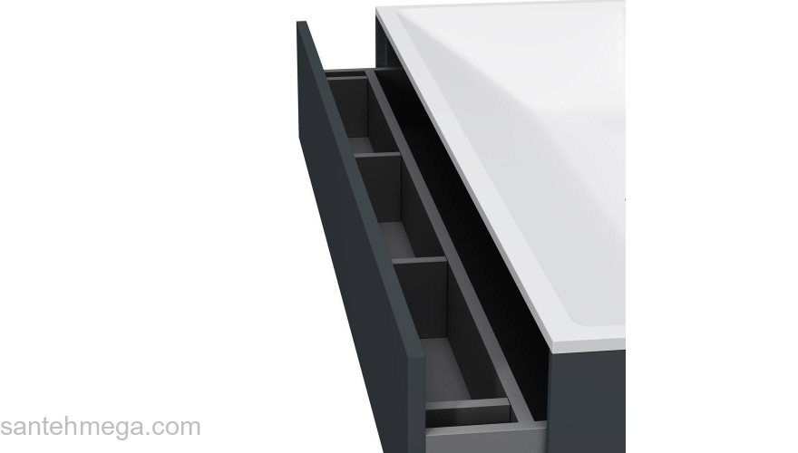 База под раковину подвесная 120 см, 3 ящика, графит матовый AM.PM Inspire 2.0 M50AFHX1203GM. Фото