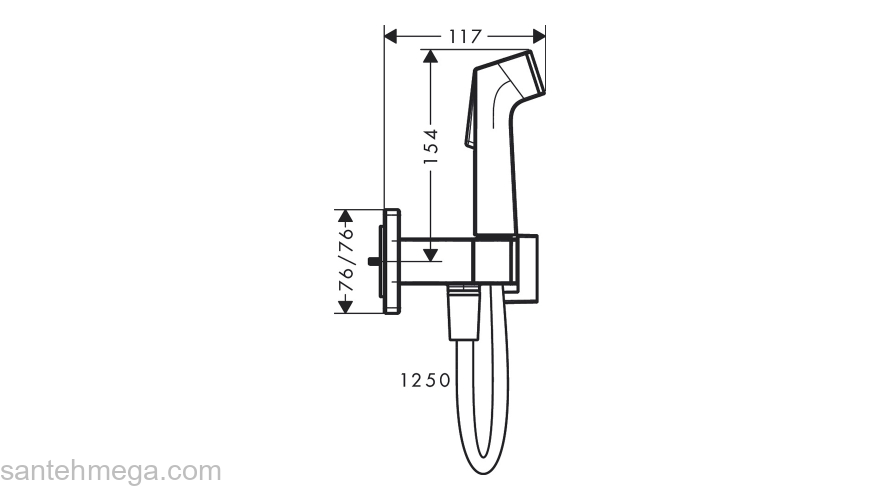 Гигиенический душ Hansgrohe E 1 jet EcoSmart+ со смесителем (внешняя часть), хром 29233000. Фото