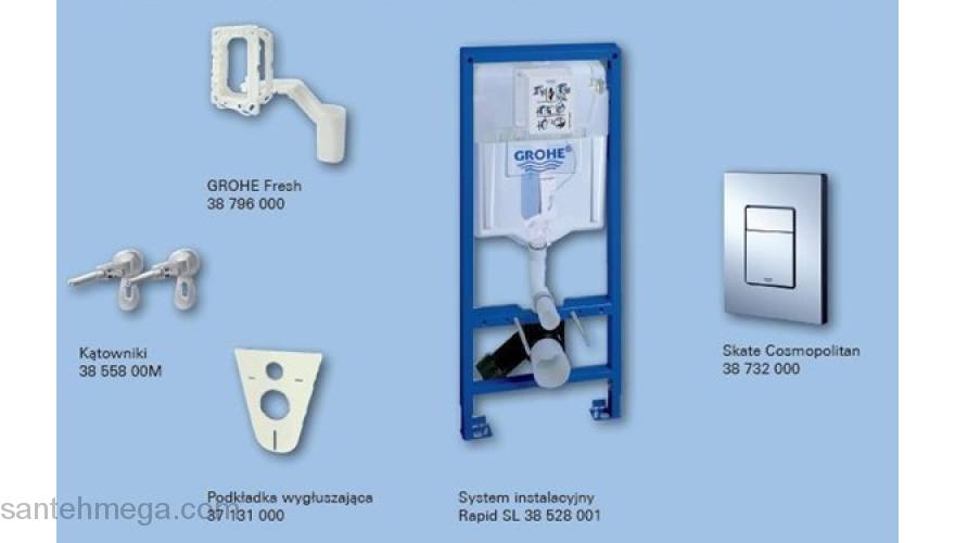 Инсталляция 5 в 1 в сборе для унитаза GROHE Rapid SL 38827000. Фото