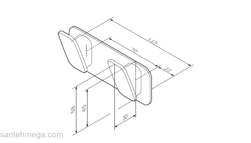 Двойной крючок для полотенец AM.PM Inspire 2.0 A50A35600 для ванной комнаты. Фото