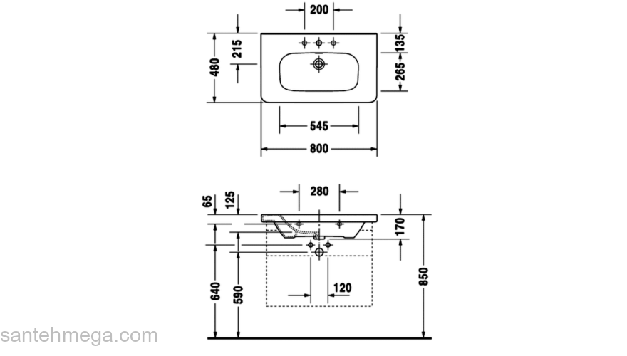 Раковина для мебели DURAVIT DURASTYLE 80х48 2320800000. Фото