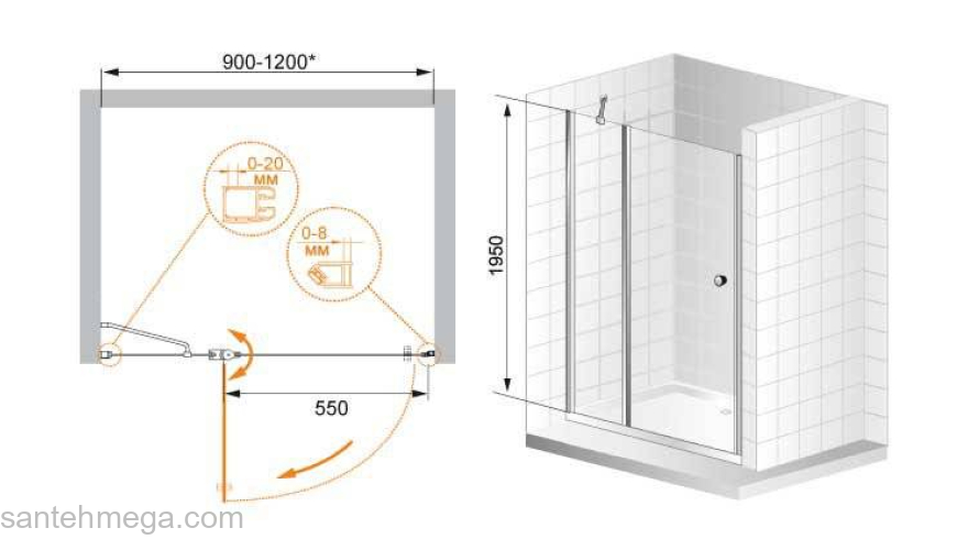 Душевая дверь CEZARES Elena ELENA-W-B-12-90-C-Cr. Фото