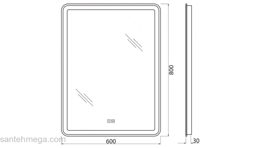 Зеркало с встроенным светильником, сенсорным выключателем и подогревом BELBAGNO SPC-MAR-600-800-LED-TCH-WARM. Фото