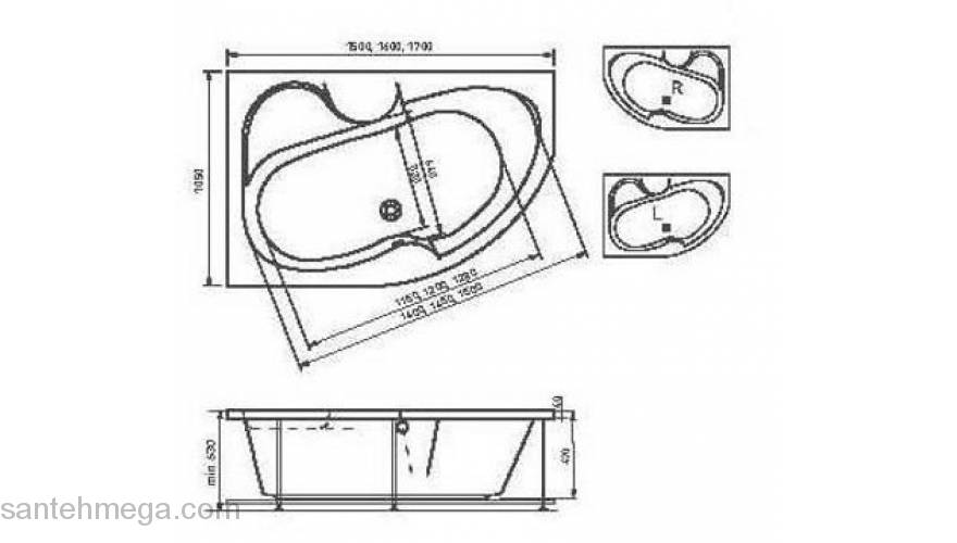 Ванна VAYER Azalia 170x105. Фото