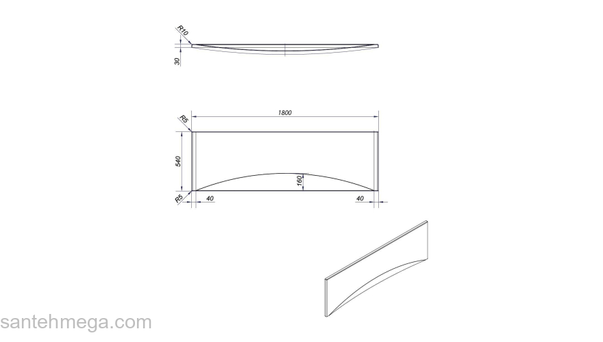 CERSANIT Панель для акриловых ванн VIRGO 180 PA-VIRGO*180. Фото