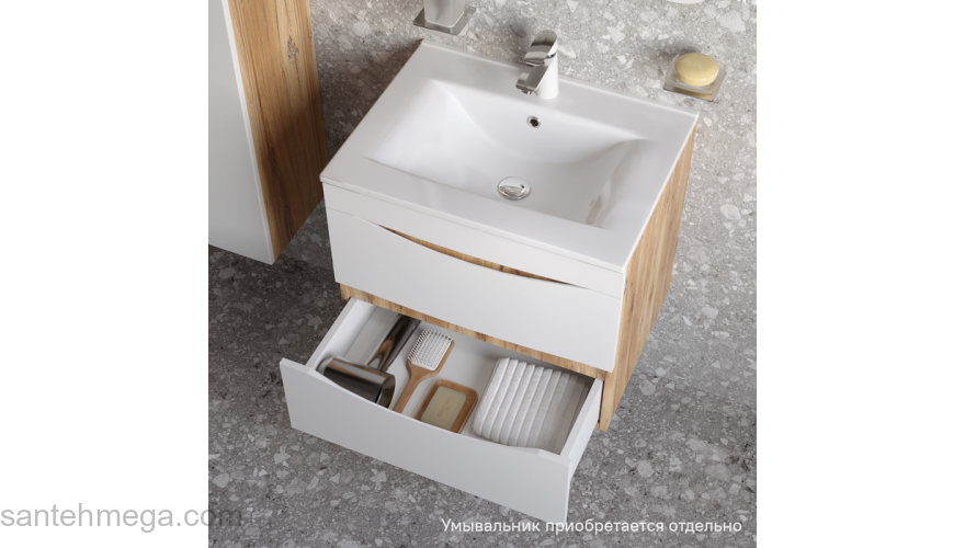 Тумба подвесная 60 см белая/золотистый дуб Cloud IDDIS CLO60Y0i95. Фото