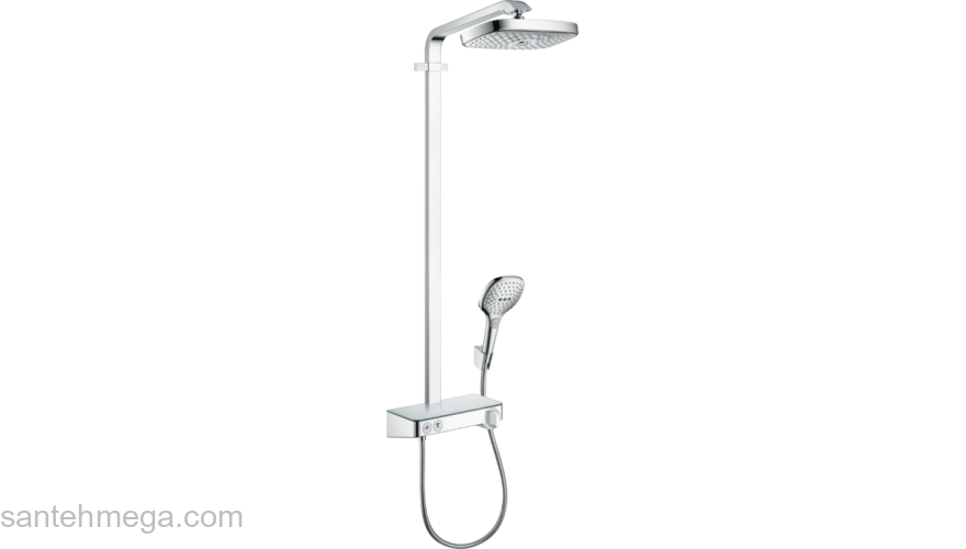 Душевая система Hansgrohe Raindance Select E Showerpipe 300 2jet EcoSmart 9 л/мин., ShowerTablet Select 300 27283000, хром. Фото