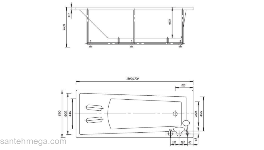 Ванна АКВАТЕК Либра 150х70 без гидромассажа. Фото