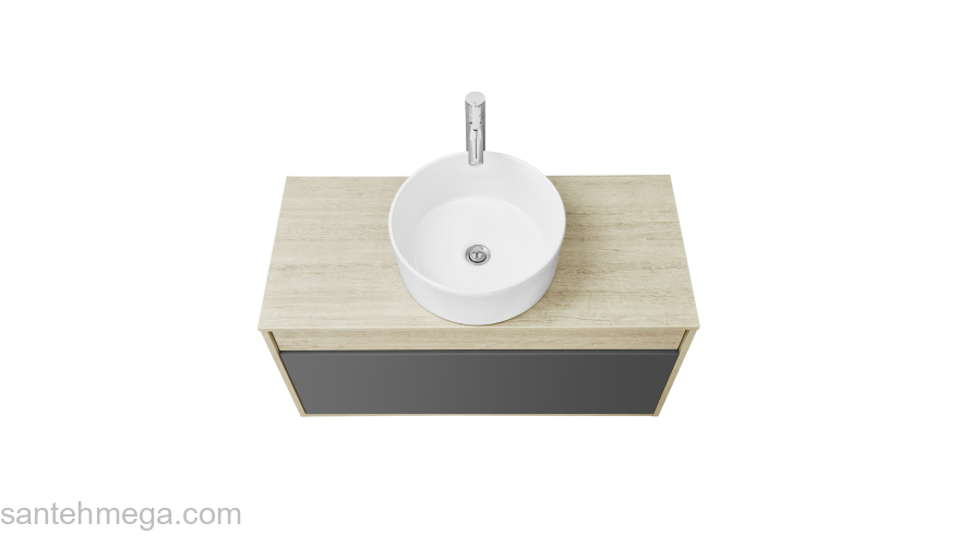 Тумба под раковину подвесная AQUATON Лофт Урбан 100 Дуб Орегон/Серый Графит 1A247701LQX60. Фото