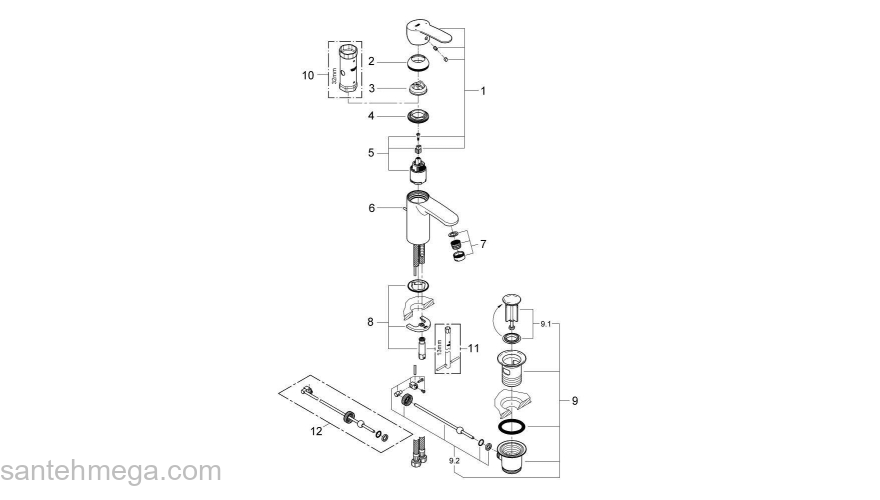 Смеситель для раковины Grohe Eurostyle Cosmopolitan 3355220E. Фото