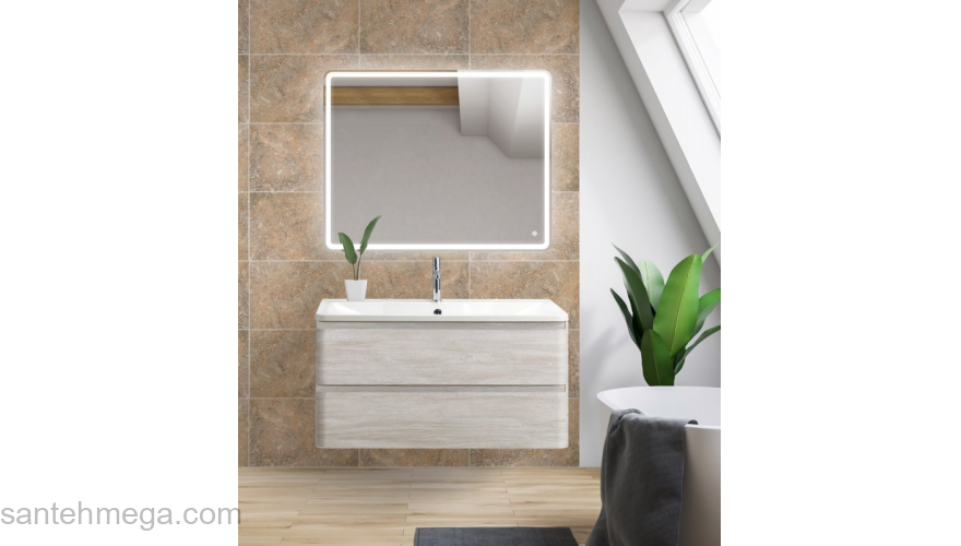 Тумба под раковину подвесная BELBAGNO ALBANO-1000-2C-SO-RVB Rovere Vintage Bianco. Фото