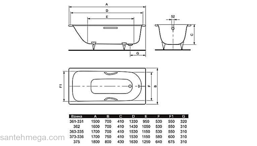 Ванна KALDEWEI Saniform Plus Star 170х75 + Anti Slip 133630000001. Фото