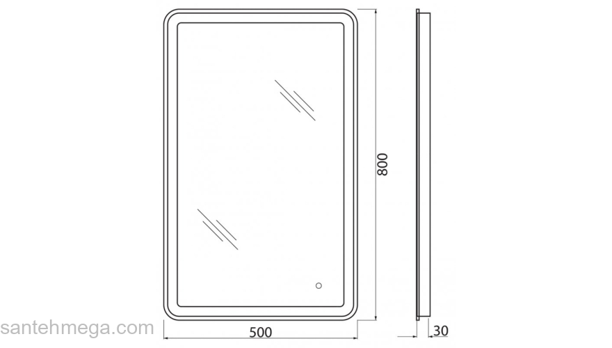 Зеркало с встроенным светильником и сенсорным выключателем BELBAGNO SPC-MAR-500-800-LED-TCH. Фото
