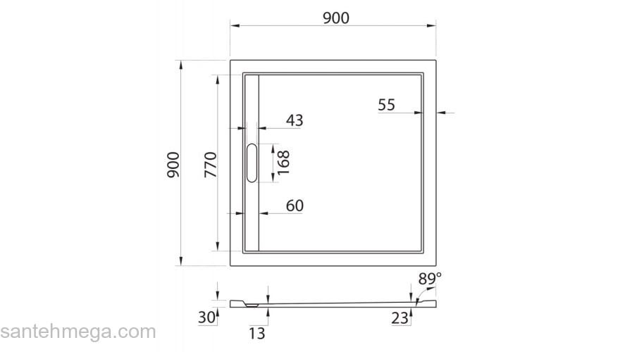 Душевой поддон из искусственного мрамора CEZARES TRAY-AS-A-90-30-NERO. Фото