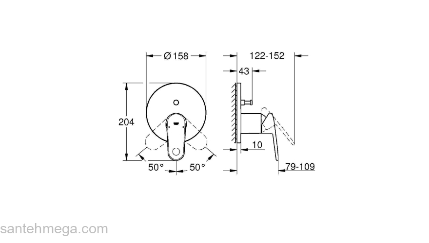 Смеситель для ванны GROHE 24060002 Europlus, хром. Фото