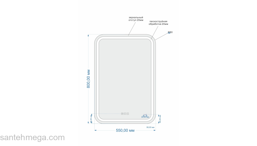 CERSANIT Зеркало LED 051 DESIGN PRO 55 LU-LED051*55-p-Os. Фото