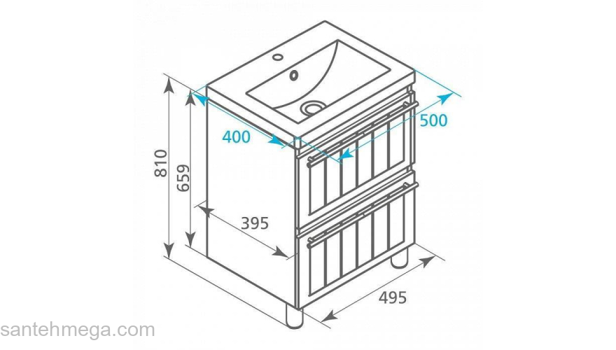 Тумба с умывальником для ванной комнаты напольная белая 50 см Magellan Milardo MAG50W0M95K. Фото