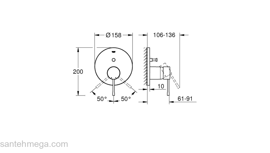 Смеситель для ванны GROHE 24058A01 Essence, темный гарфит, глянец. Фото