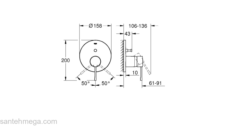 Смеситель для ванны GROHE 24058AL1 Essence, темный гарфит, матовый. Фото