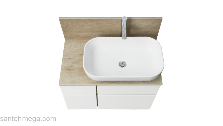 Тумба под раковину подвесная AQUATON Мишель 80 Белый Софт/Дуб Эндгрейн 1A244501MIX40. Фото