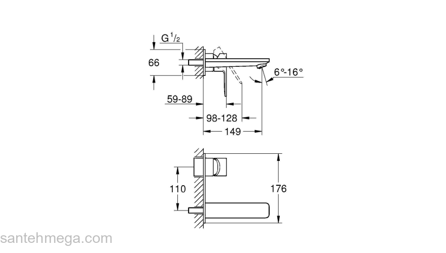 GROHE 19409DC1 Lineare New Смеситель для раковины настенный, на два отверстия, комплект верхней монтажной части для 32635. Фото