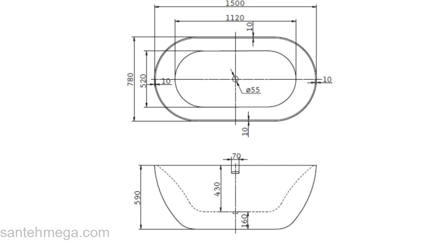 Ванна акриловая BELBAGNO BB27. Фото