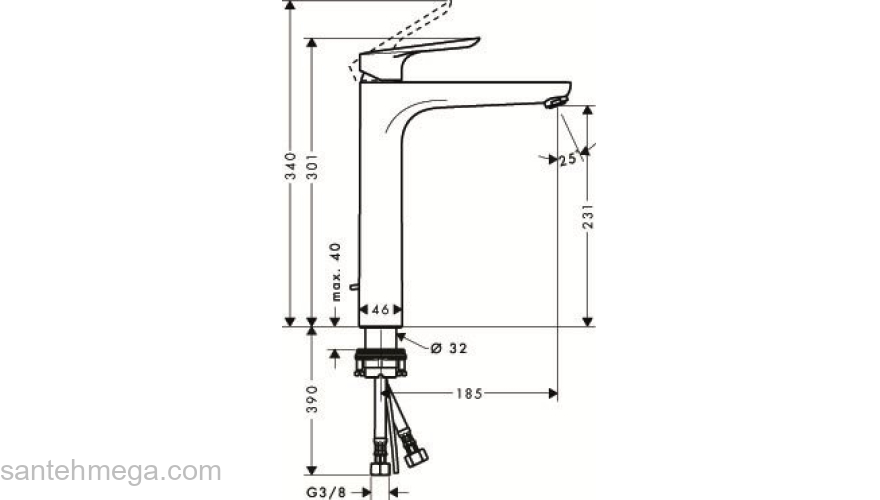 Смеситель для раковины Hansgrohe Logis E 71162000. Фото