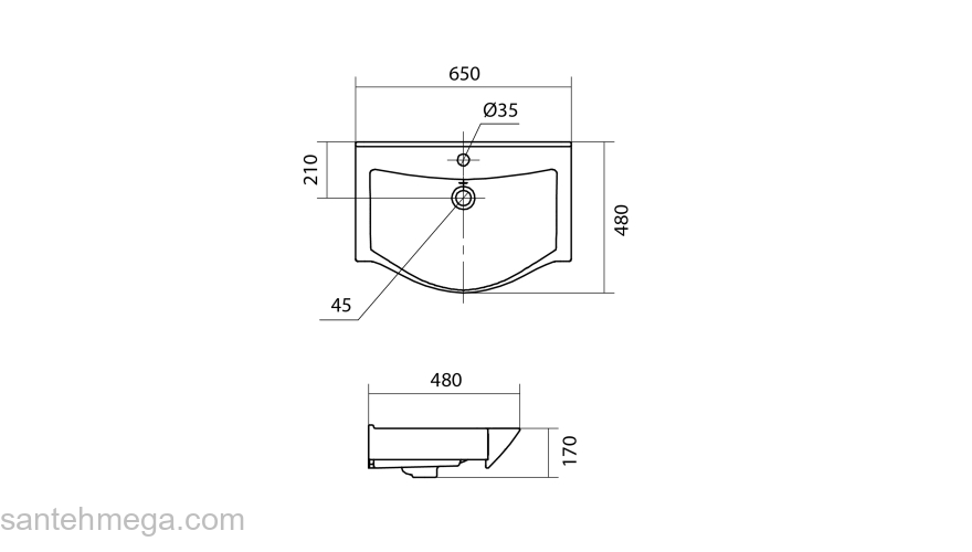 Раковина встраиваемая SANTEK Беверли 65х48 1.WH30.2.501. Фото