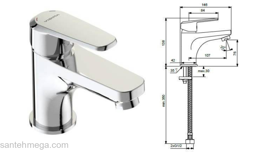 Смеситель для раковины VIDIMA Balance BA264AA. Фото