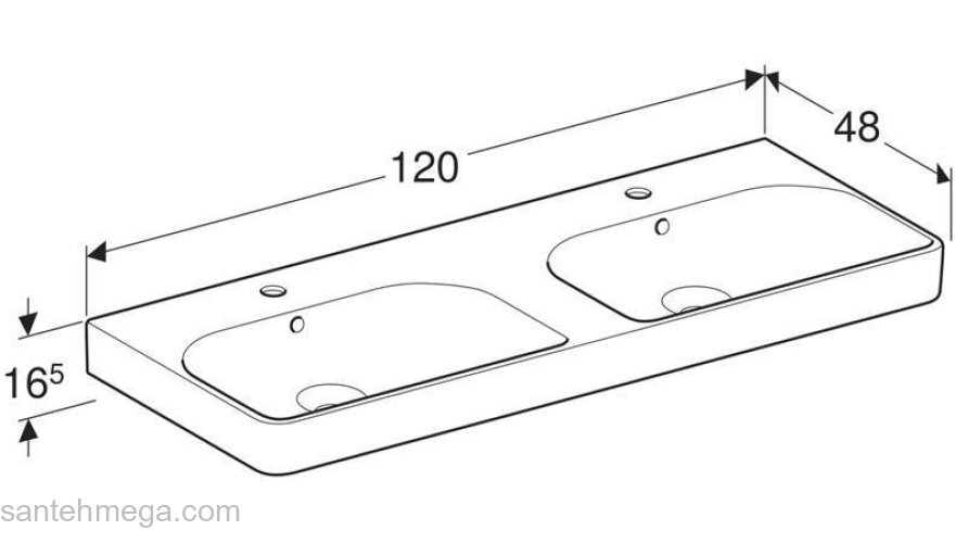 Раковина двойная GEBERIT Smyle Square 120х48 500.223.01.1. Фото