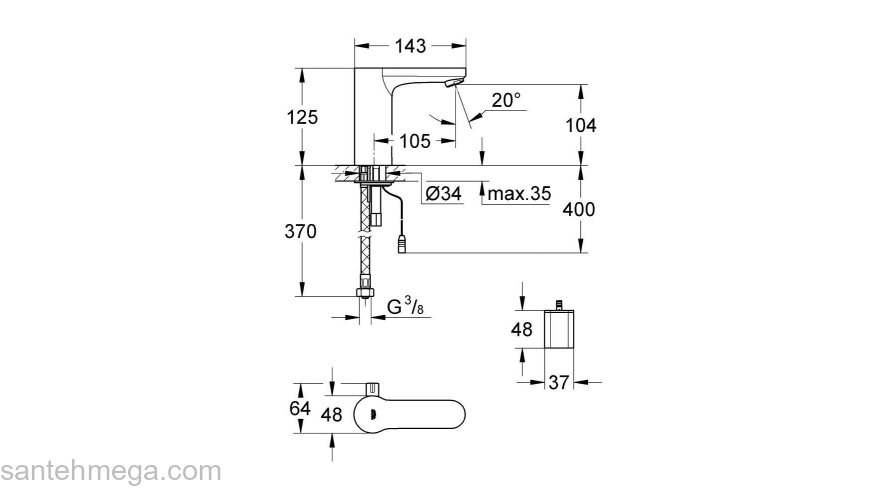 Смеситель для раковины GROHE Eurosmart Cosmopolitan 36327000. Фото