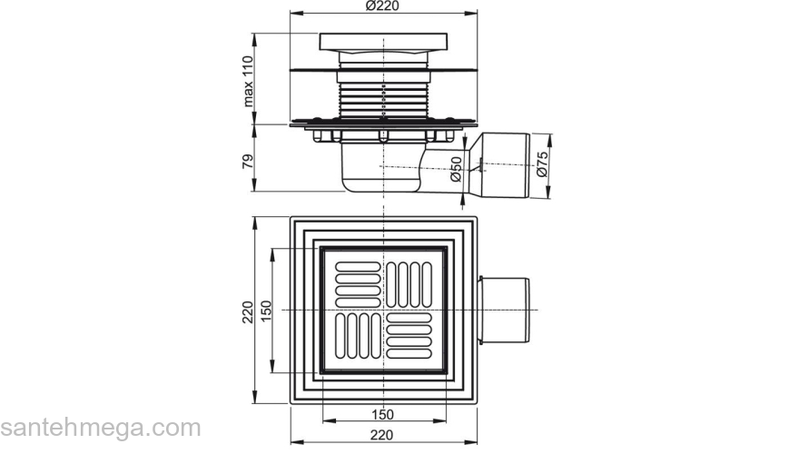Сливной трап ALCAPLAST APV3444. Фото